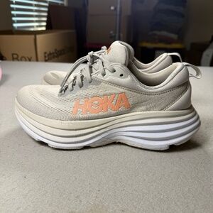 Hoka One One Bondi 8 women's running shoes Grey/Orange